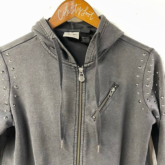 Harley Davidson Motorcycles Full Zip Hoodie Small Studded Biker Chic - Picture 3 of 7